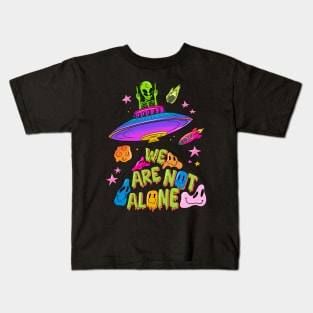 We Are Not Alone Trippy UFO Kids T-Shirt